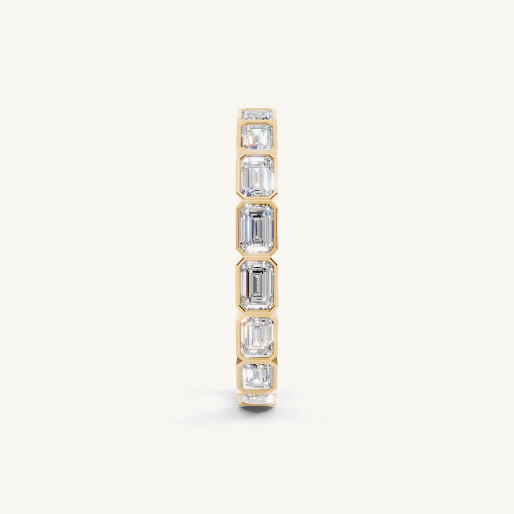 East-West Emerald Bezel Eternity Band