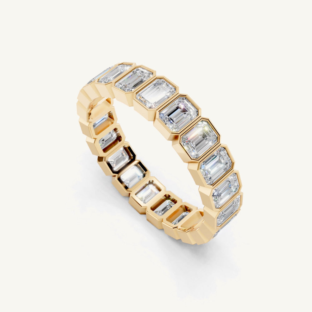 North-South Emerald Bezel Eternity Band