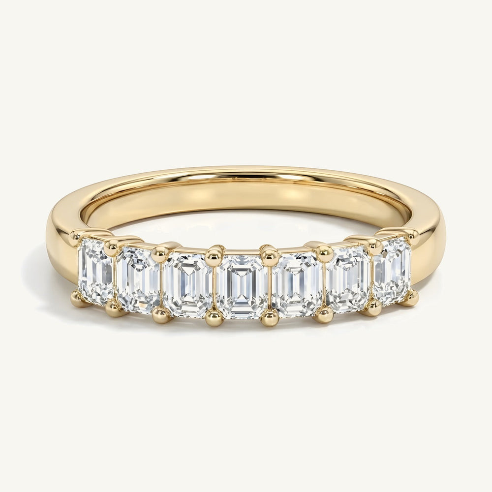 Seven-Stone Classic Basket Emerald Ring