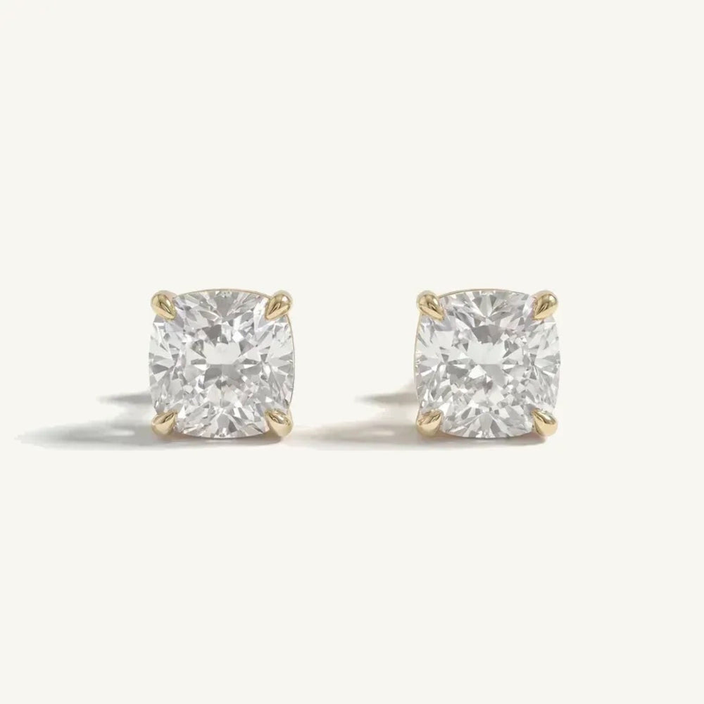 Cushion 4-Prong Lab-Grown Diamond Stud Earrings