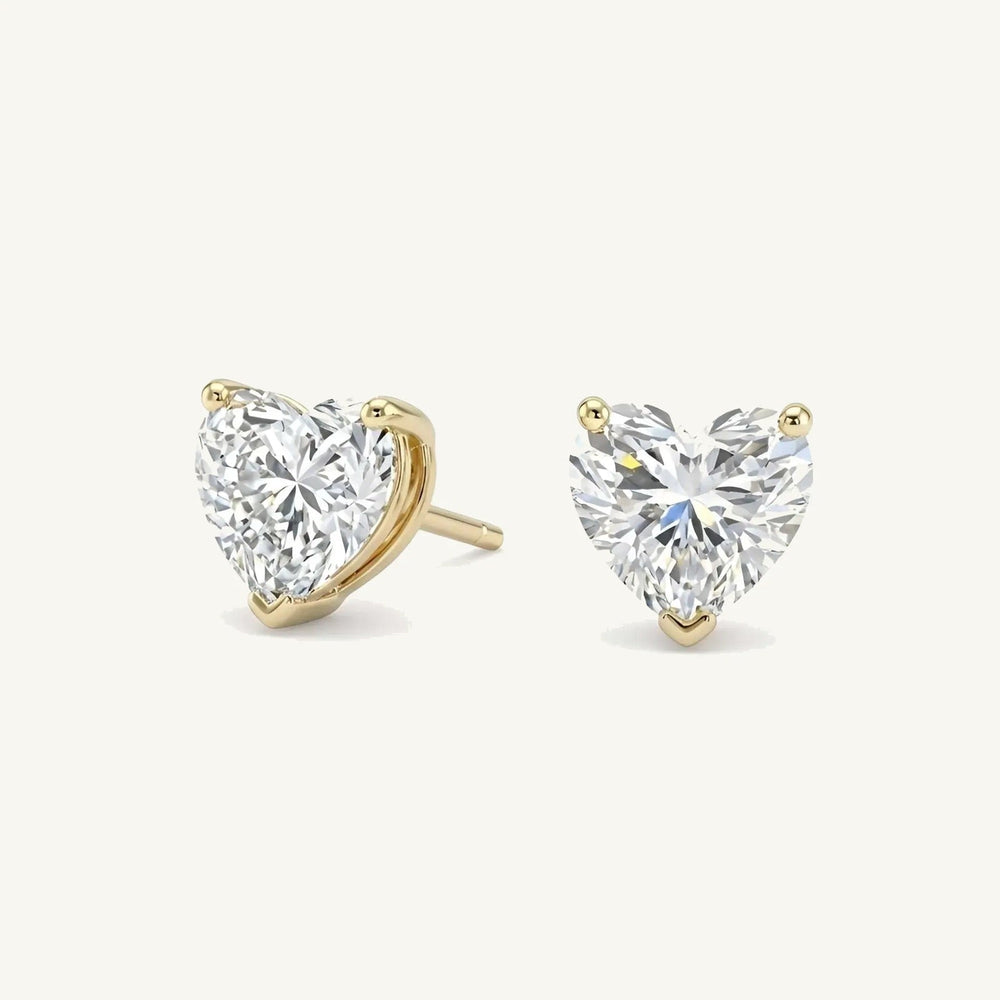 Heart 3-Prong Lab-Grown Diamond Stud Earrings
