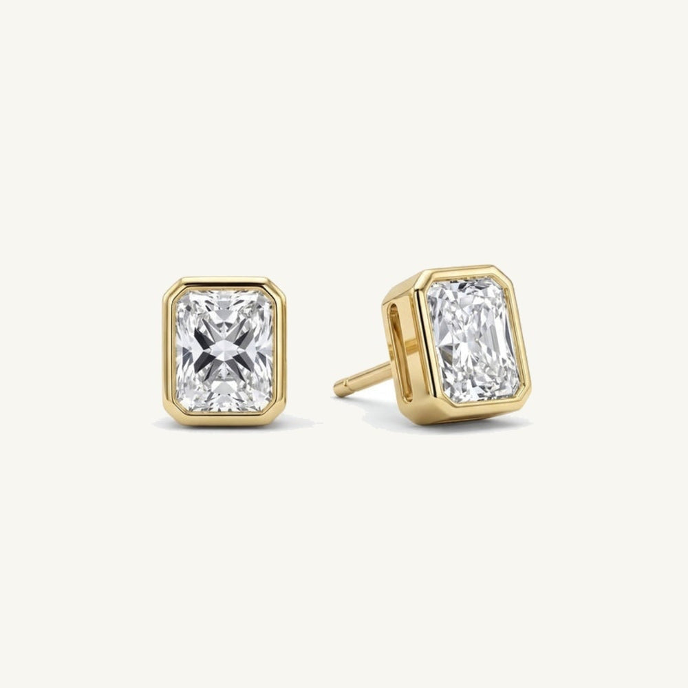 Radiant Bezel Lab-Grown Diamond Stud Earrings