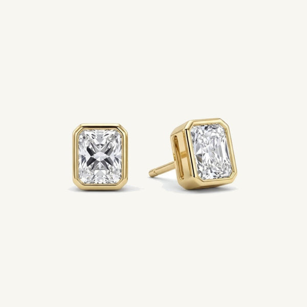 Radiant Bezel Lab-Grown Diamond Stud Earrings