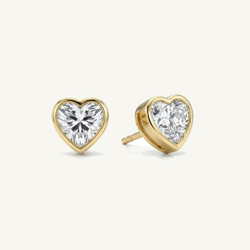 Heart Bezel Lab-Grown Diamond Stud Earrings