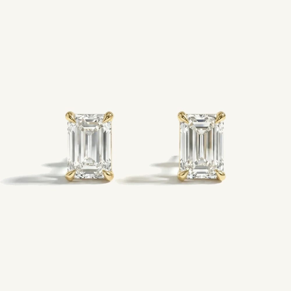 Emerald 4-Prong Lab-Grown Diamond Stud Earrings