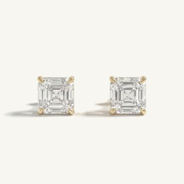 Asscher 4-Prong Lab-Grown Diamond Stud Earrings