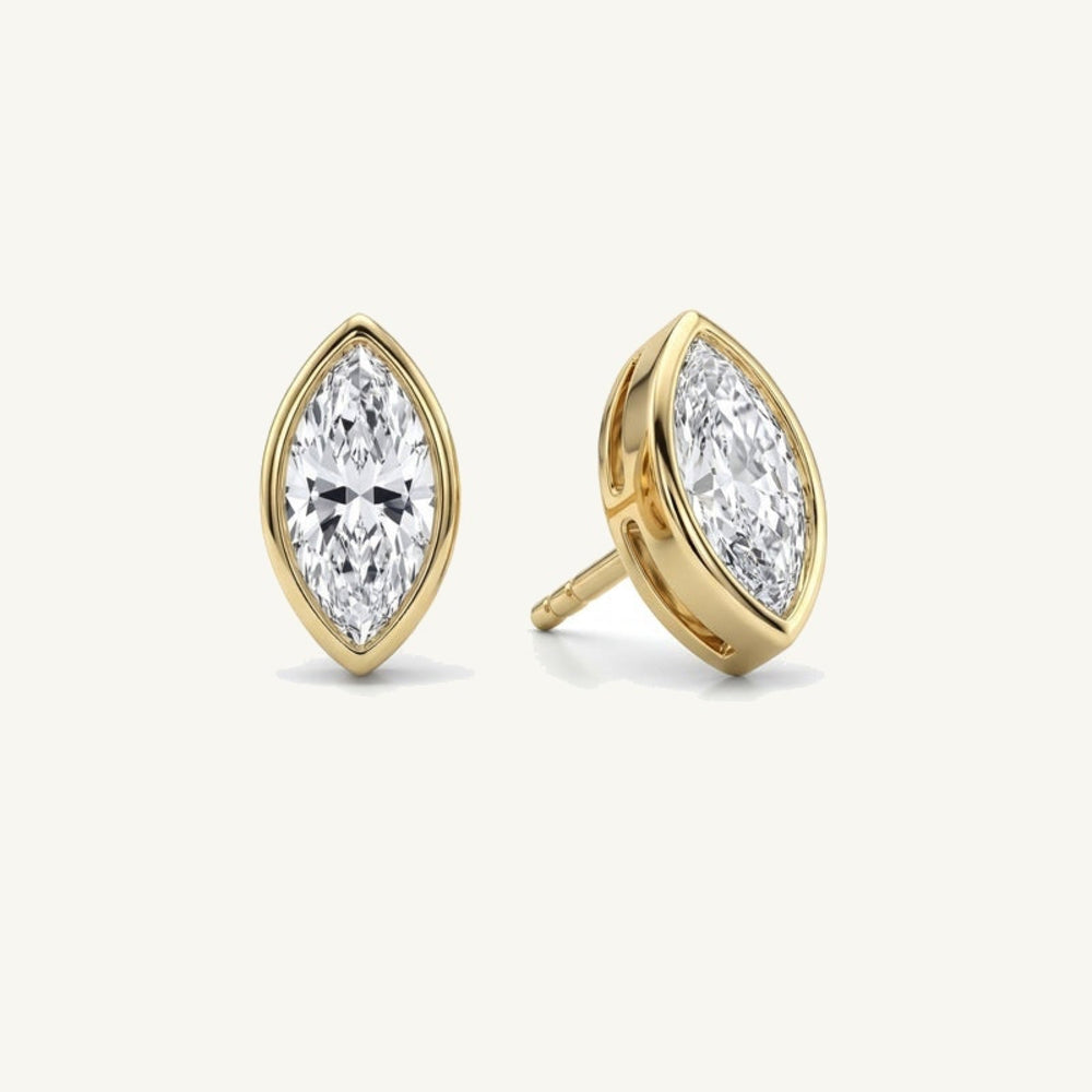 Marquise Bezel Lab-Grown Diamond Stud Earrings