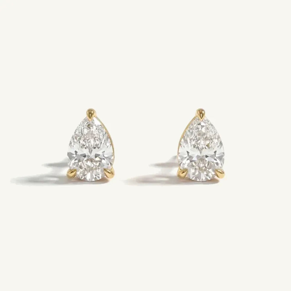 Pear 3-Prong Lab-Grown Diamond Stud Earrings