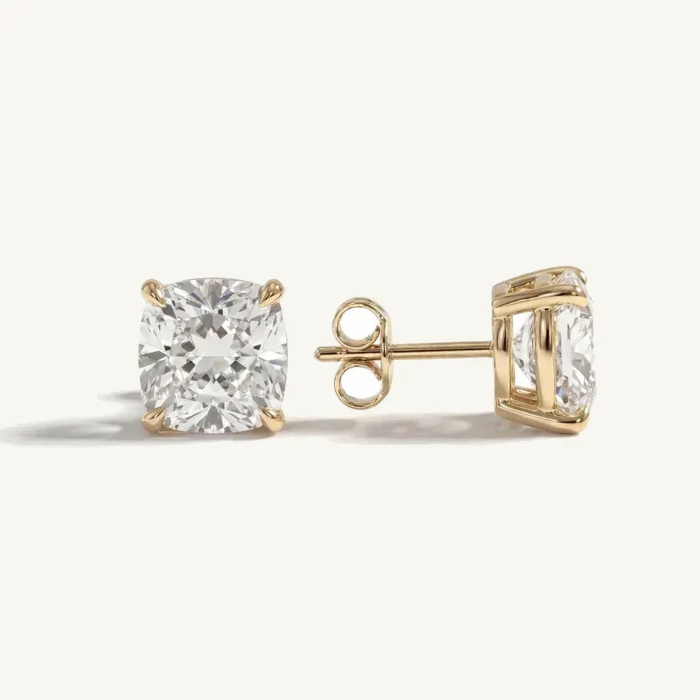 Cushion 4-Prong Lab-Grown Diamond Stud Earrings — pair