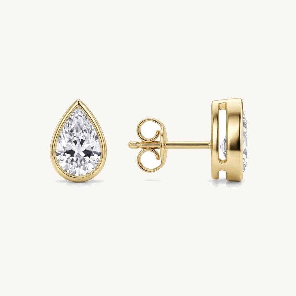 Pear Bezel Lab-Grown Diamond Stud Earrings — pair