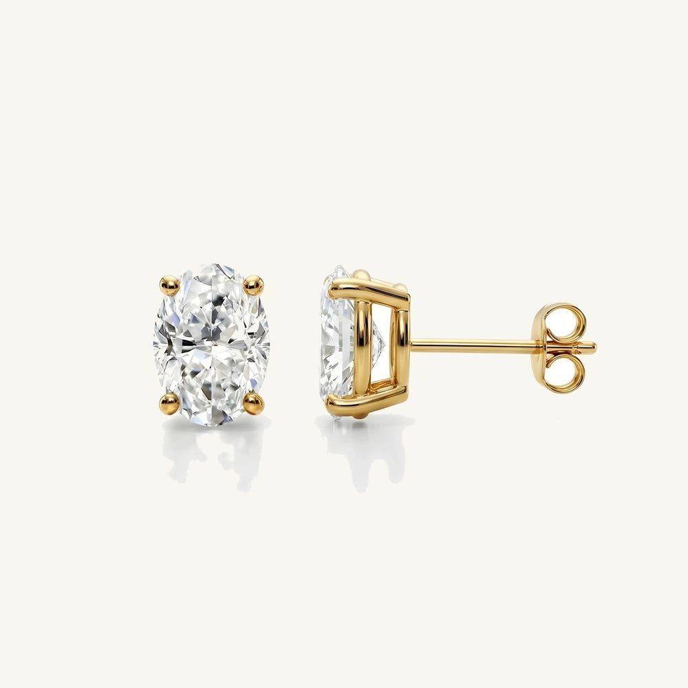 Oval 4-Prong Lab-Grown Diamond Stud Earrings — pair