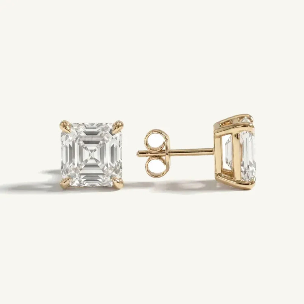 Asscher 4-Prong Lab-Grown Diamond Stud Earrings — pair