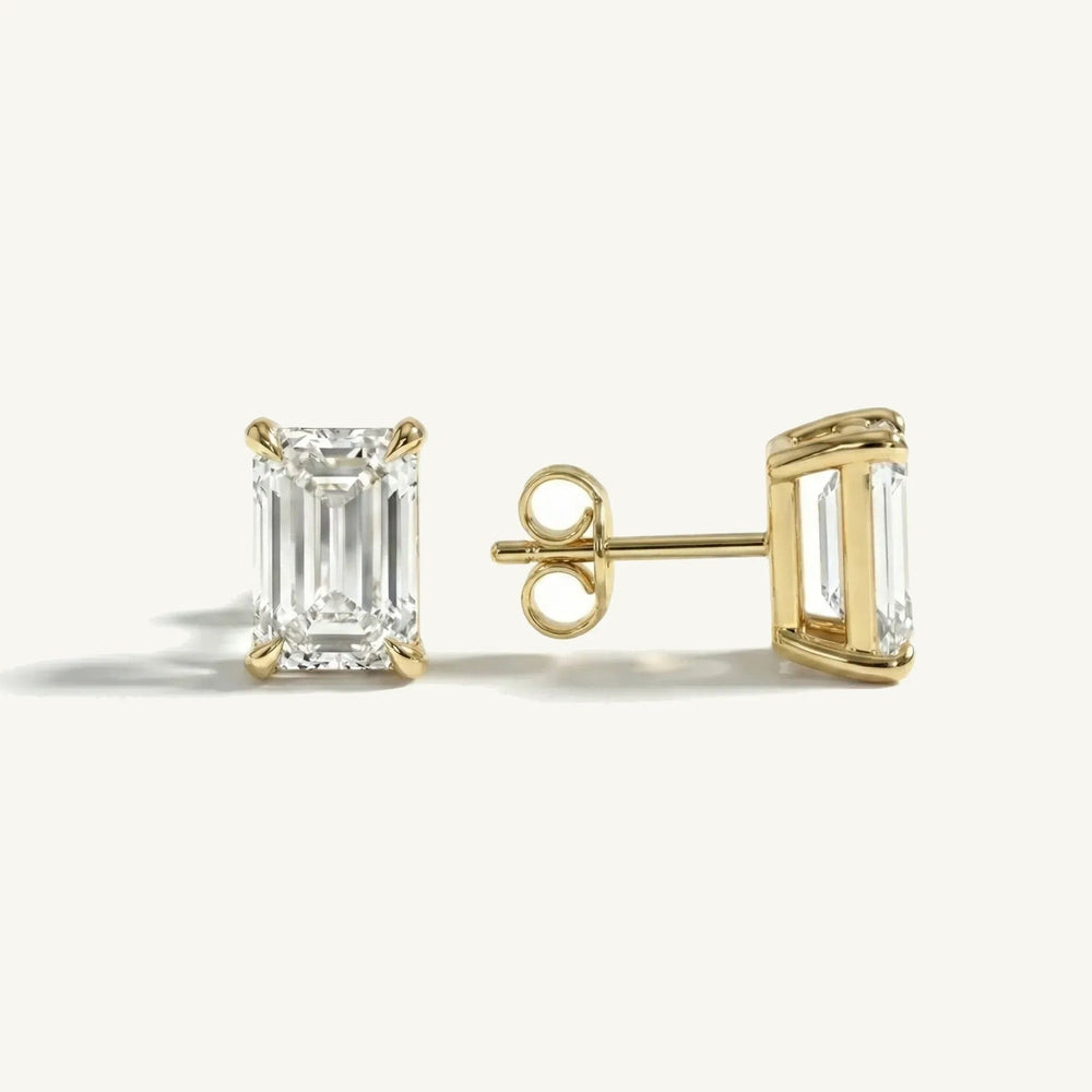 Emerald 4-Prong Lab-Grown Diamond Stud Earrings — pair