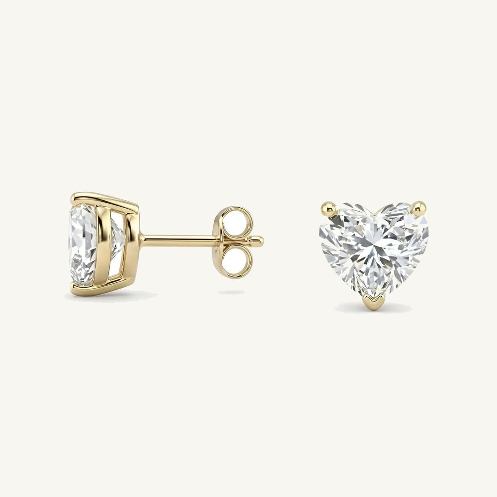 Heart 3-Prong Lab-Grown Diamond Stud Earrings — pair