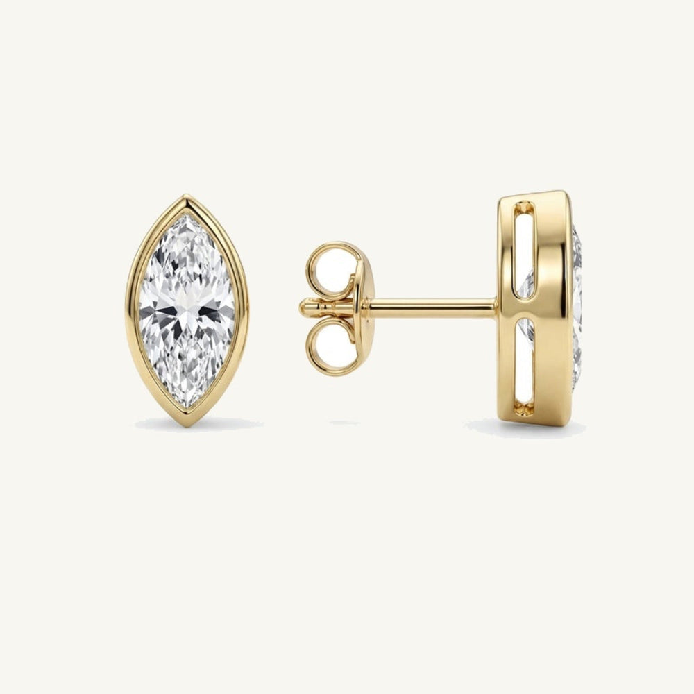 Marquise Bezel Lab-Grown Diamond Stud Earrings — pair
