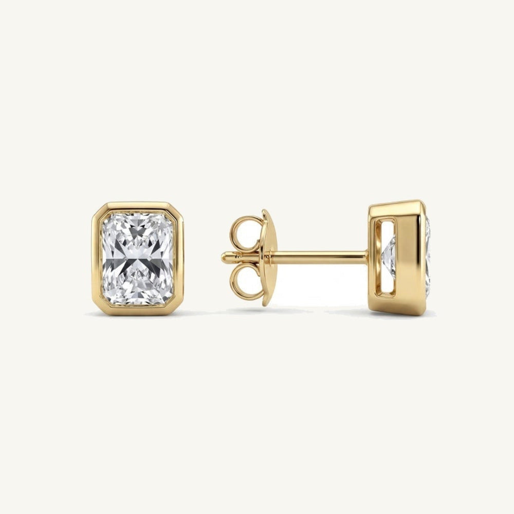 Radiant Bezel Lab-Grown Diamond Stud Earrings — pair