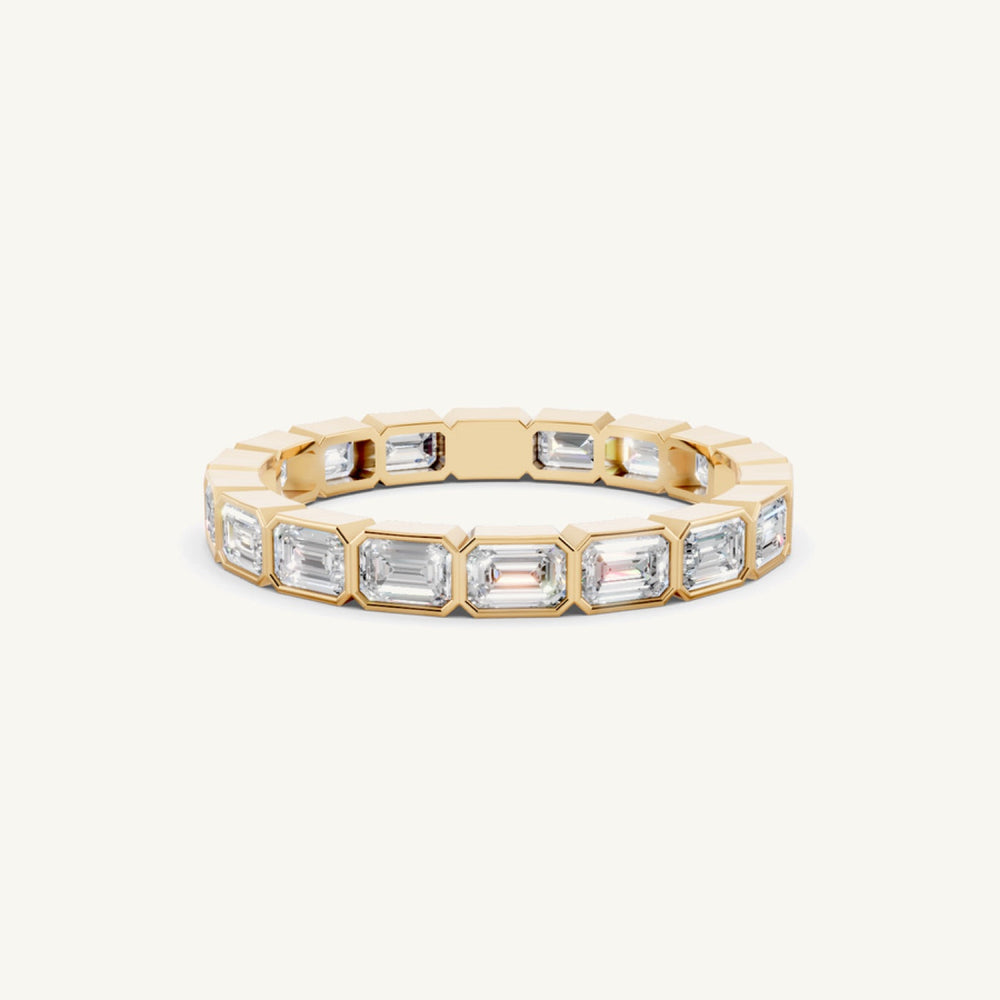 East-West Emerald Bezel Eternity Band