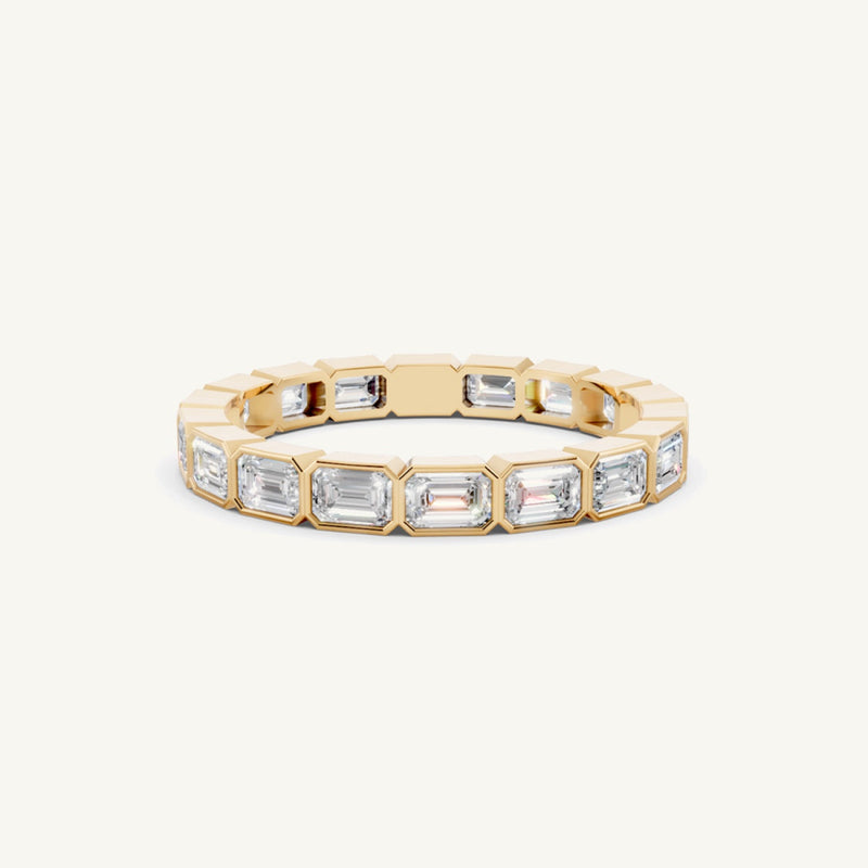 East-West Emerald Bezel Eternity Band
