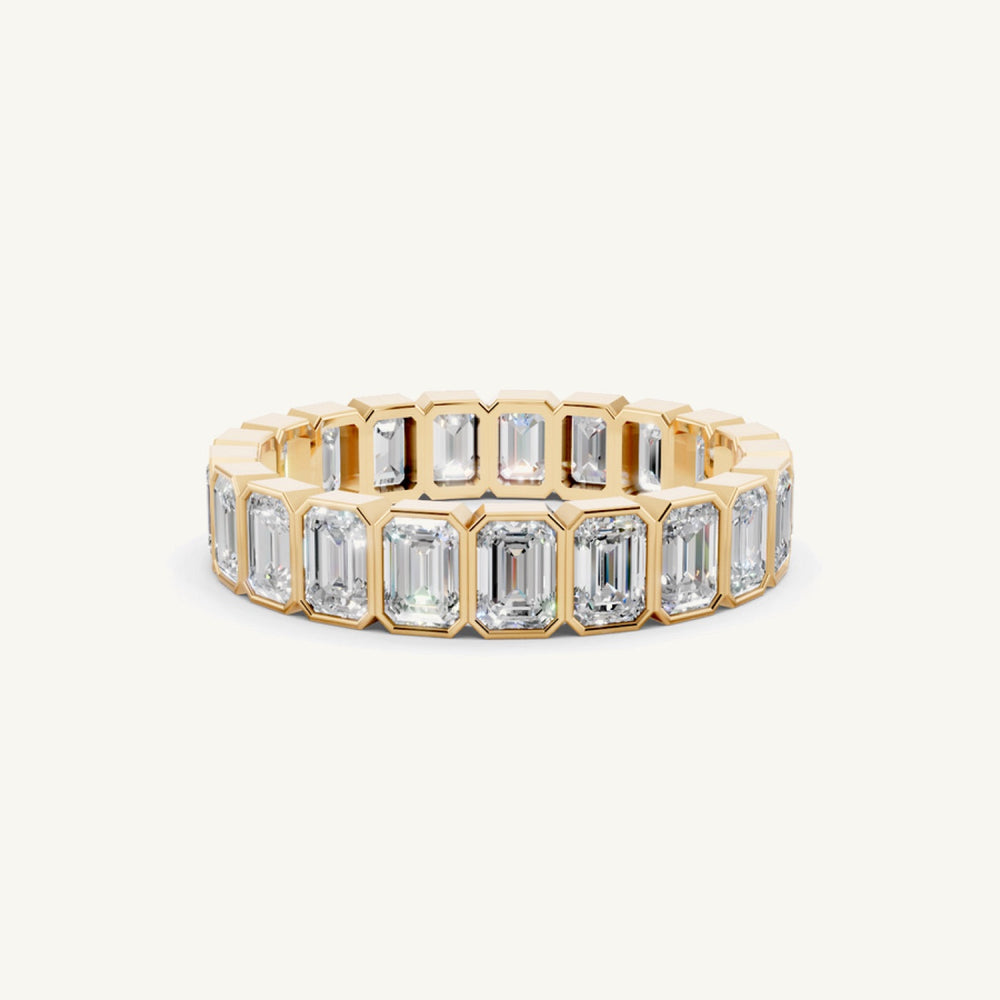 North-South Emerald Bezel Eternity Band