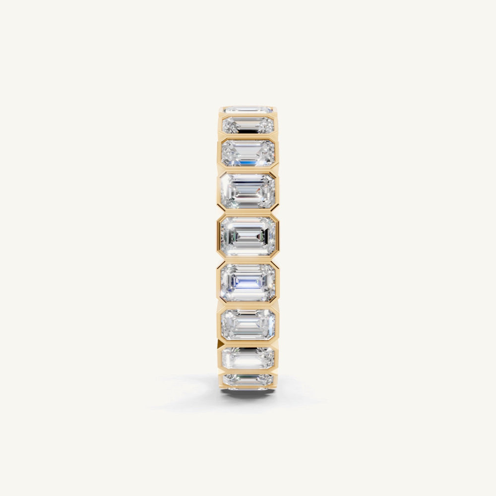 North-South Emerald Bezel Eternity Band